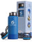 hydro2go ® Edelstahl Trinkflasche X-AlpsBottle - 1000ml / 1l | vakuumisolierte Thermosflasche + 3 Trinkverschlüsse | Auslaufsichere Isolierflasche | doppelwandige Outdoor Sportflasche | Thermoskanne