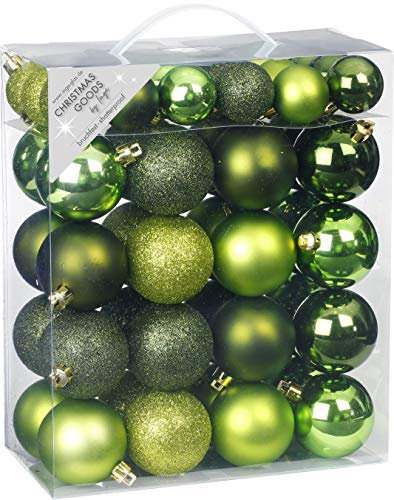 Inge-glas 50 Christbaumkugeln Kunststoff 4cm und 6cm Kugelbox 50 teilig Great Green/moosgrün hellgrün