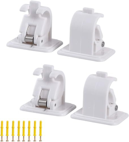 SILULCM Self Adhesive Hook Curtain Rods Bracket Drapery Hook Holder White Crossbar Wall Hooks Bracket No Drilling for Curtain Home Organizer(4PCS)