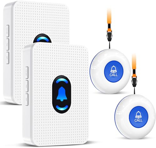 Daytech Notrufknopf für Senioren/Hausnotruf mit Notrufarmband für die häusliche Pflege Notfall Armband senioren für Pflegebedürftige (2xEmpänger+2xSender)