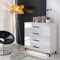 lukmebel Kommode LINA Schwarze Griffe weiß Hochglanz mit Schubladen HG Schlafzimmer Highboard Sideboard Schrank Mehrzweckschrank
