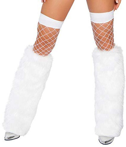 Zooma Damen Kunstpelz Beinwärmer, Stiefel Stulpen Manschetten Cover Topper Sexy Warm Kostüm Beinlinge, Warm und Bequem Beinstulpen (Weiß, Einheitsgröße)