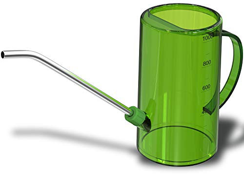 WD&CD Arrosoir pour Plantes, 1L Petit Arrosoir pour Fleurs, Pot d'arrosage à Long Bec en Acier Inoxydable, Arrosoir en Plastique Transparent pour Plantes D'intérieur/Plantes Succulentes/Fleurs (Vert)