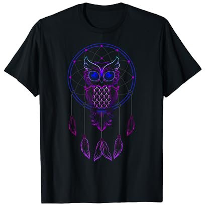 Eule Traumfänger XXL Vogel mit Federn Dreamcatcher Eulen T-Shirt