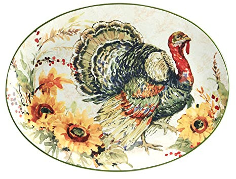 Certified International Harvest Morning Truthahn-Teller, oval, 41,3 x 30,5 cm, mehrfarbig