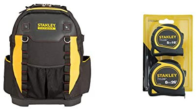 Stanley 1-95-611 Fatmax Tool Backpack & STA998985 Pocket Tapes, 5m/16ft & 8m/26ft