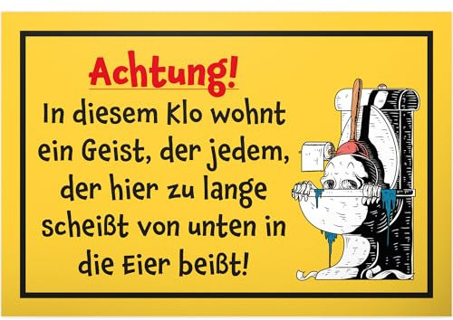 DankeDir! In diesem Klo wohnt ein Geist - 30 x 20 cm Schild - Toilettenschild WC Schild zum aufhängen Kloschild lustig Toilette Klo - Gäste WC Deko Türschild Gästetoilette witzig Herren