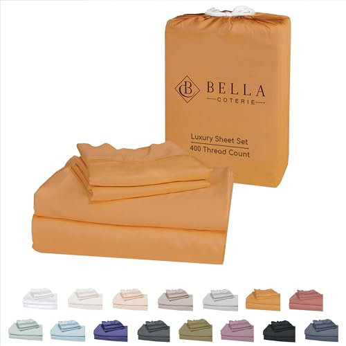 Bella Coterie Luxus-Bettwäsche-Set aus geteiltem Bambus, biologisch angebaut, ultraweich, kühlend für heiße Schläfer, 45,7 cm tiefe Tasche, Viskose aus Bambus, Ringelblume