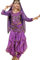 OTMYIGO 5-teiliges Set Bollywood-Tanzkostüme Indisches Bauchtanz-Kostüm-Set für Frauen Chiffon Orientale Bauchtanz-Kostüm-Set,Lila,XXL