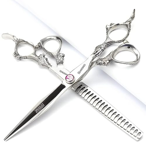 Roll Over Image to Zoom in Professional Hairdressing Scissors 7/7.5/8 Inch Hairdressing Scissors Gold and Black Gold Dragon Scissors (7 Inch 2-Piece Set-B)