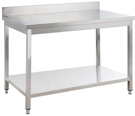 GastroHero Edelstahl Arbeitstisch I Arbeitstisch 140x60 cm mit Grundboden und Aufkantung I Edelstahltisch für Gastronomie I Gasto Tisch AISI 201