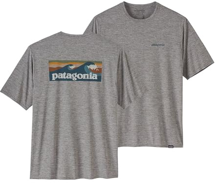 Patagonia Herren M's Cap Cool Daily Graphic Shirt-Waters Tops, Boardshort Logo Abalone Blue: Feather Grey, L