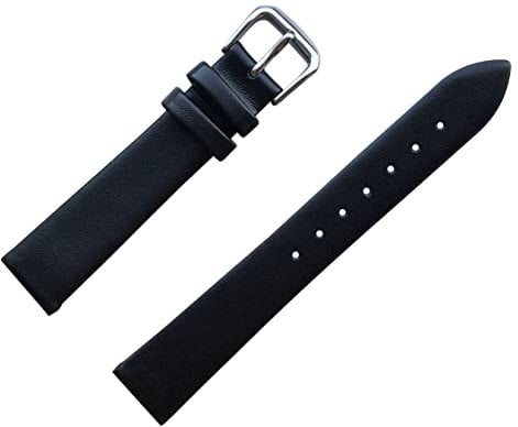MZBUTIQ 17mm Schwarz Leder Uhrenarmband Ersatz für Damen Schlank Weich