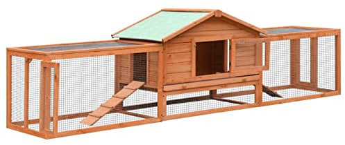 SHUJING Kaninchenstall, Hasenstall, Hasenkäfig, Kaninchenställe,Tierhaus, Kleintierstall, Kaninchenhaus, Haustierstall, Kaninchen Häuser, 303x60x86 cm Kiefernholz & Tannenholz