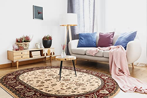 Wollteppich Omega Oval Aries hell Rubin 200x300 cm