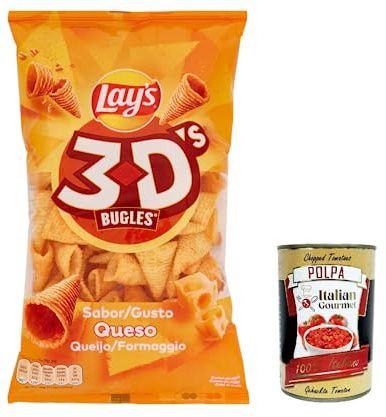 6x Lay's 3D'S Bugles gusto formaggio 100 G crisps Kartoffelchips mit Käsegeschmack + Italian Gourmet polpa 400g