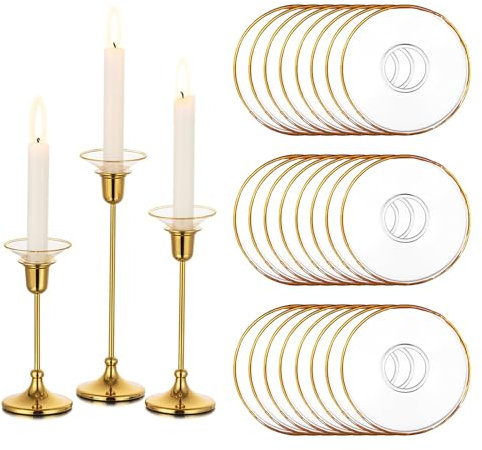 Glasseam Bougeoirs en Verre Anti-Goutte pour Bougies - 24 Anneaux Ronds pour Chandelier