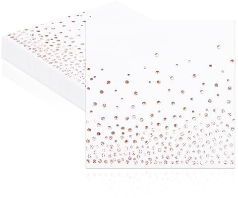 Servietten, Roséfolie Papierservietten 20 Stück Weiß 33 x 33cm Party Serviette für Hochzeit, Brautparty, Valentinstag, mädchen, Geburtstag