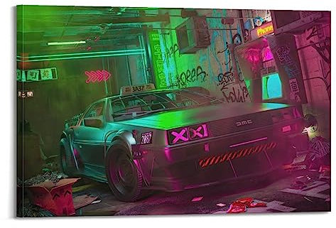 ALTUY Vintage Rennwagen-Poster für DeLorean DMC Sportwagen, dekoratives Gemälde, Leinwand, Poster, 50 x 75 cm