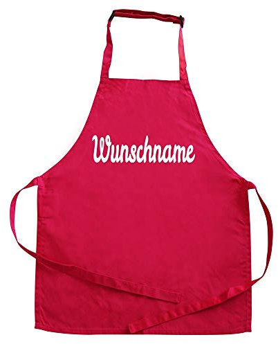 Elefantasie Personalisierte Kinderschürze mit Name, Kochschürze für Backen, Kochen, Malen, Geschenkidee für Kinder 7-10 Jahre pink