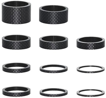 DYTHHN 11Pcs Carbon Fiber Bicycle Stem Headset Spacer Durable Bicycle Front Fork Stem Spacers Mountain Road Lightweight Bike Handlebar Stem Spacers Set