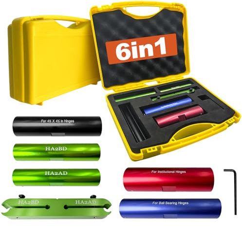 6 Piece Hinge Repair Kit, Door Hinge Tool for Fixing Sagging Doors Door Adjustment Tool Set Includes HA1234 and Instruction