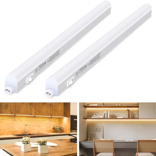 Aigostar Luz LED Cocina con Interruptor 8W 920lm Luces Armarios, Luz blanca cálida 3000K, 230V Regleta LED Bajo Armarios para Cocina, Vestidor, Armario 573 * 22 * 30mm, 2 pcs