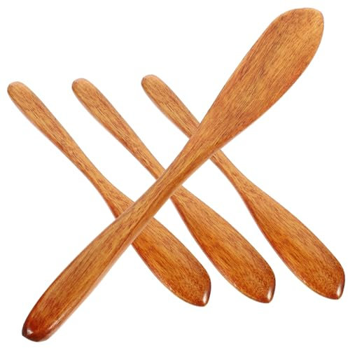 PRETYZOOM 4 Stück Phoebe Marmeladenmesser für Cupcakes Cremestreuer Käsemesser Gelee Erdnussbutter Butterstreuer aus Holz Brotmesser aus Holz Beschriftung Metall Vorspeise