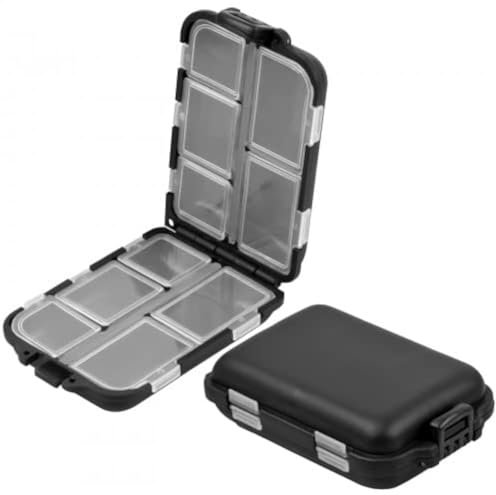 Catime 2 Stück Fishing Kunststoff Tackle Box, Wasserdicht Angelkasten Angelbox, 10 Fächer Klein Angelköder Boxen, Aufbewahrungsbox für Köder, Angelzubehör