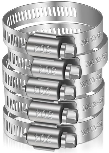 Caianwin 6 Pcs Hose Clips 35-57mm Adjustable 304 Stainless Steel Hose Clamp for Automotive,Mechanical,Agriculture