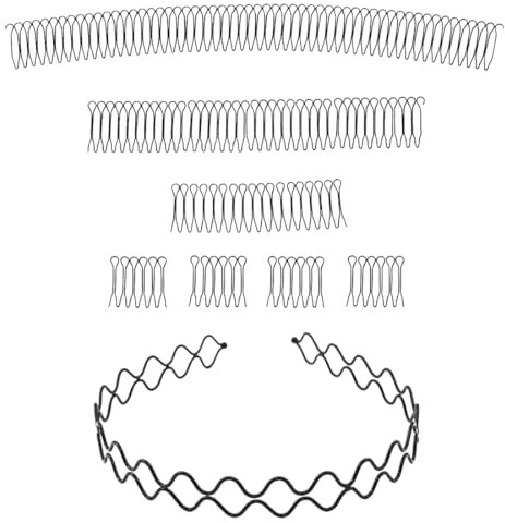 KSJEHW 6 Pcs Serre Tete Homme, Bandeaux en Métal, Bandeaux Ondulés Unisexes, Bandeau Cheveux, Antidérapant Hoop Band pour l'extérieur, Sport, Yoga, Maquillage (Noir)