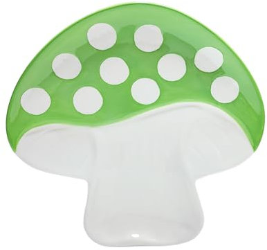MaoYaMao Mushroom Spoon Rest for Stove Top Cute Ceramic Spoon Holder for Kitchen Counter Utensil Rest Mushroom Kitchen Decor (Green)