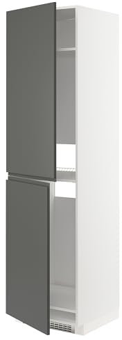 METOD Hochschrank für Kühl-/Gefrierschrank, 60x60x220 cm, Weiß/Voxtorp Dunkelgrau