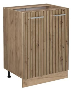 Vicco Küchenunterschrank R-Line, Artisan-Eiche/Goldkraft Eiche, 60 cm ohne Arbeitsplatte