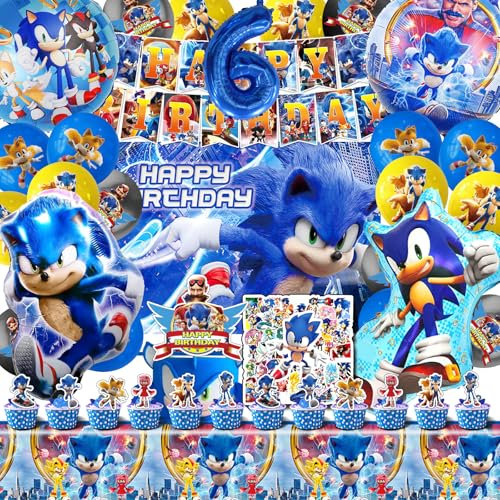 101 Pcs Kit Compleanno Soni 6 Anni, Kit Palloncini Soni 6 Anni, Addobbi Soni 6 Anni, Decorazione Festa Soni, Soni Decorazioni Festa, Addobbi Festa Soni, Soni Decorazioni Compleanno, Soni Tovaglia