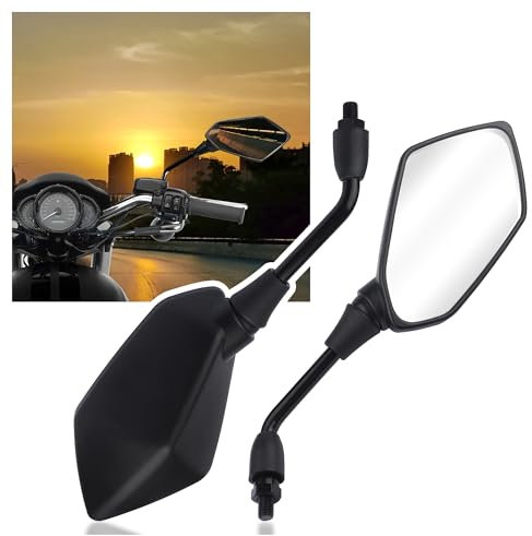 2 Stücke Motorrad Spiegel mit 8mm & 10mm Schrauben und Umrüstadaptern,HD 360° Einstellbar Lenkerspiegel Motorrad,Roller Spiegel Motorrad Zubehör für Motorrad Motorroller ATV
