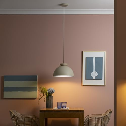 Lightbox Pilz Hängelampe mit Basis aus hochwertigen Travertine Stein & kürzbarem Kabel | 1,75 m Höhe, Ø 35 cm | zeitlose Deko Pendelleuchte | E27 Fassung | Esszimmer-Lampe in Hell- bis Dunkel-Beige