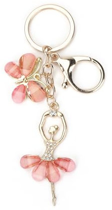 MUCOOS Rosa Ballerina Schlüsselanhänger, Schmetterlings Schlüsselanhänger Zubehör, Süße Schlüsselanhänger, Personalisierter Schlüsselanhänger, Süßer Schlüsselanhänger,Geschenke Für Frauen