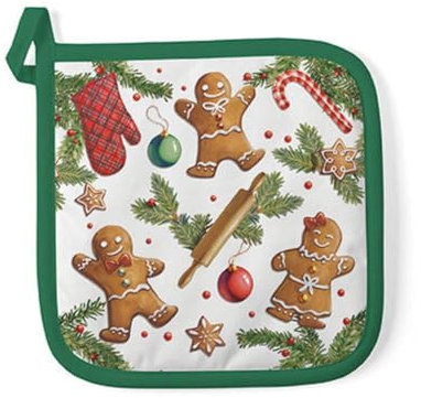 Ambiente Topflappen 20 x 20 cm potholder Baumwolle Lebkuchen Zweige Weihnachtsmotiv Serie Gingerbread Cookies