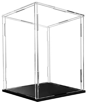 Acryl-Vitrine, transparent, staubdicht, Würfel für Sammlerstücke mit schwarzem Sockel, anpassbare Displaybox für Actionfiguren, Schmuck, Baseball-Modell und mehr