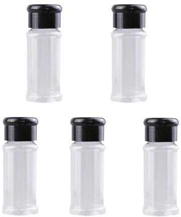 OHAOLYLE Plastic Spice Jars Salt Pepper Barbecue Condiment Bottles(5PCS) | Spice Storage Containers, Salt Pepper Shakers, Seasoning Jar, Barbecue Condiment Bottles