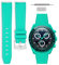 HORACE Omega x Swatch MoonSwatch compatible rubber watch strap 20mm (POLAR LIGHTS Cyan - Cyan stitching)