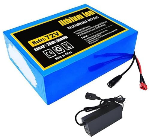 GNIUBBDB Batería de Iones de Litio para Bicicleta eléctrica, 72 V, 20 Ah, 20S4P, con Cargador y protección BMS incorporada, Ideal para Motor de Bicicleta eléctrica de 200-3000 W XT60 Plug+T Plug