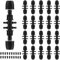 Rolcoassuns 20 Conectores en T de Púas de 1/2 a 1/4 para Tuberías de Riego, Adaptador Anticaída de 6 Vías con 20 Tapones para Sistemas de Goteo (Compatible con Diámetros de 14 mm y 4 mm)