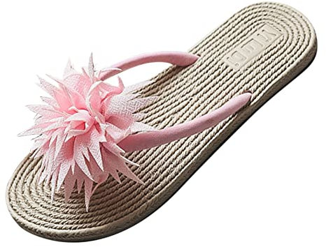 Flip Flop Size e Flat Donna Scarpe Sandali Flip Moda Primavera Estate Flop Fiore Spiaggia Donna Slipper Donna Hot Flip Flops, rosa, 37.5 EU