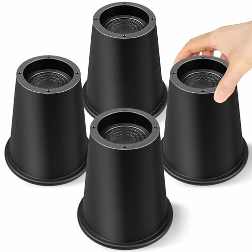MixDora Lot de 4 rehausseurs de lit ronds de 15,2 cm - Résistants - Pour bureau, canapé, table - Noir - 15,2 cm