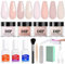 4 Farben Dipping Powder Nails Set Starter Kit - Natural Nude Pink Dipping Powder - Glossy Dipping Powder Nails Set mit Unterlack, Überlack & Aktivator - Für Frauen French Dip Manicure DIY Salon