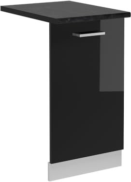 Vicco Geschirrspülblende R-Line, Schwarz Hochglanz, 45 cm, AP Anthrazit
