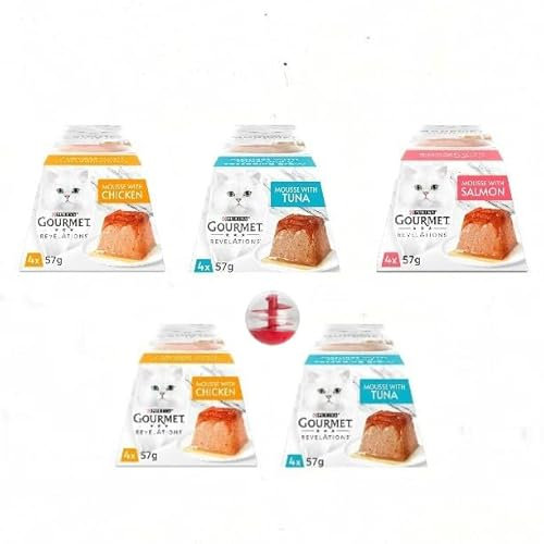 Wet Gourmet Revelations mousse in Gravy - Cat Food (5 x 4 Pack Total of 20 Portions x 57g) Chicken, Salmon and Tuna Bundled Iconic mist
