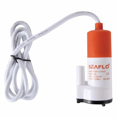 SEAFLO Tauchpumpe, 12V DC, 16L/min Durchflussrate, 0,6 Bar, Unterwasserpumpe, für Boot Yacht Caravan Wohnmobil Wohnwagen